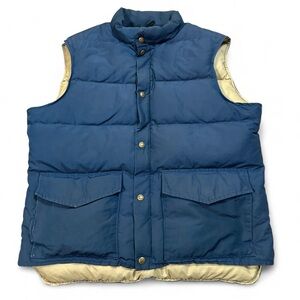 Vintage 80s Woolrich Men’s Good Down Insulated Blue Puffer Vest Jacket Large